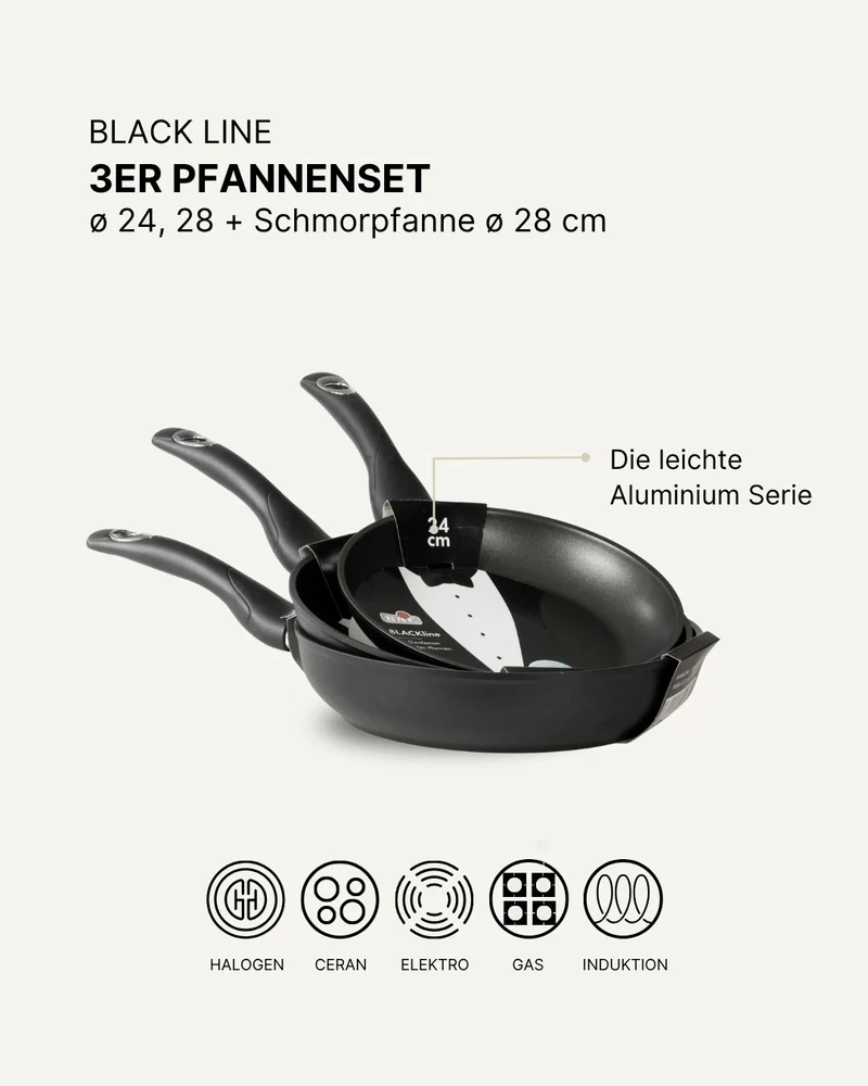 3er Set Blackline Bratpfanne